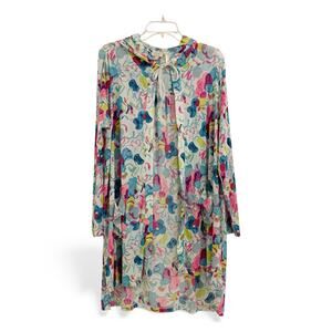 LOGO by Lori Goldstein Beach kimono Cover up Mesh floral graffiti sz L